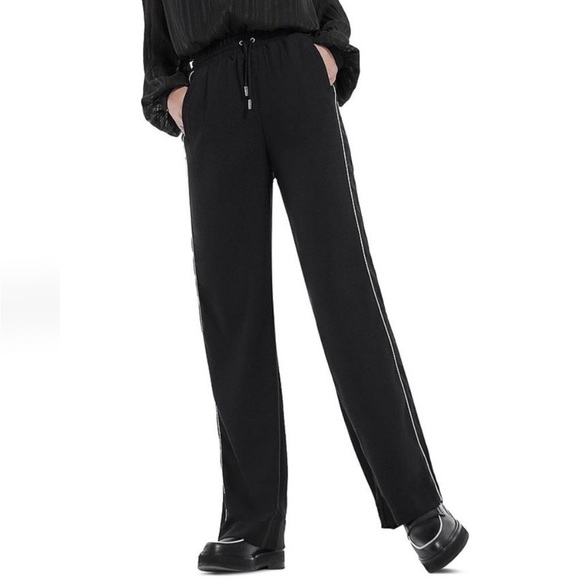 The Kooples Women's Pants Satin Black Track Pants size small - Picture 1 of 8